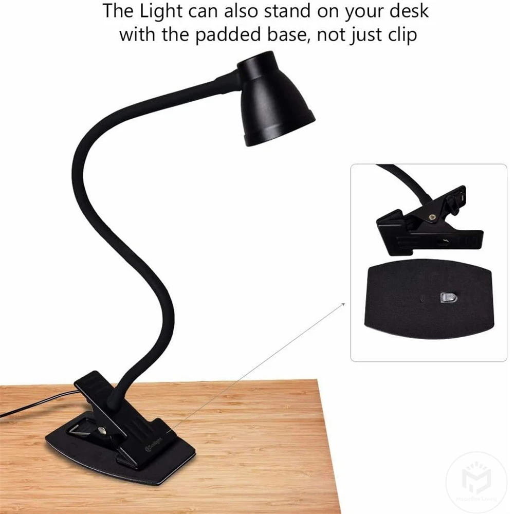 Clamp Desk Lamp Clip on Reading Light Adjustable Color Temperature Book Light  Flexible Gooseneck Book Lamp Dimmable Desk Light