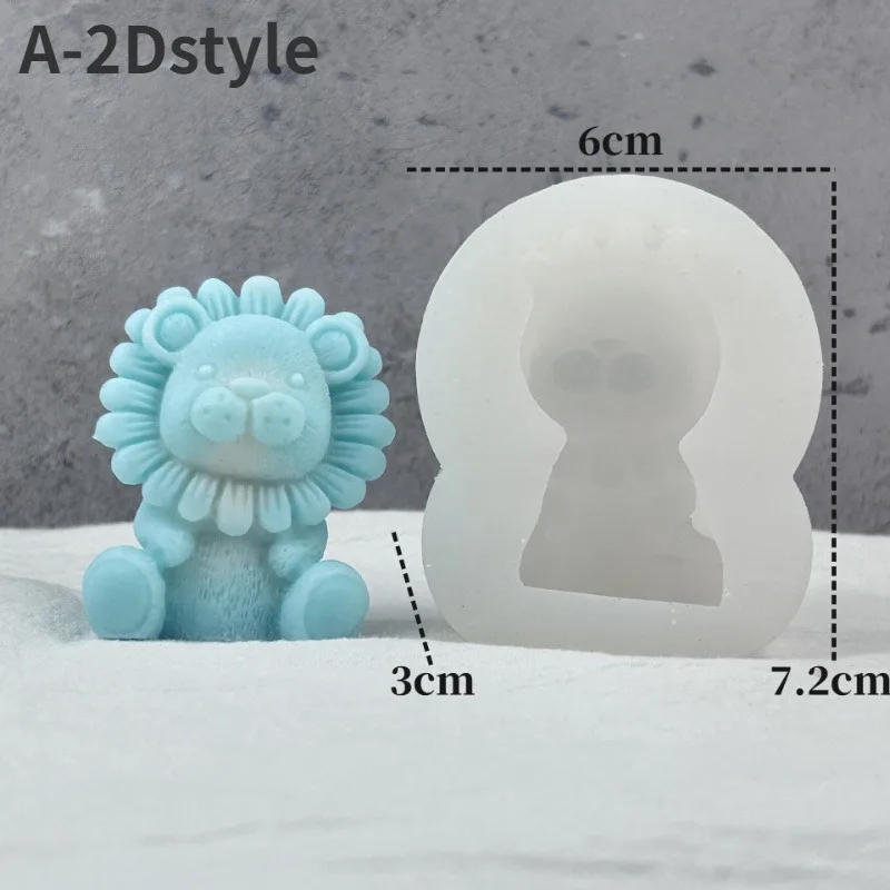 1pc Cute Lion Silicone Candle Mold Handmade Soap Aromatherapy Plaster Resin Making Kit DIY