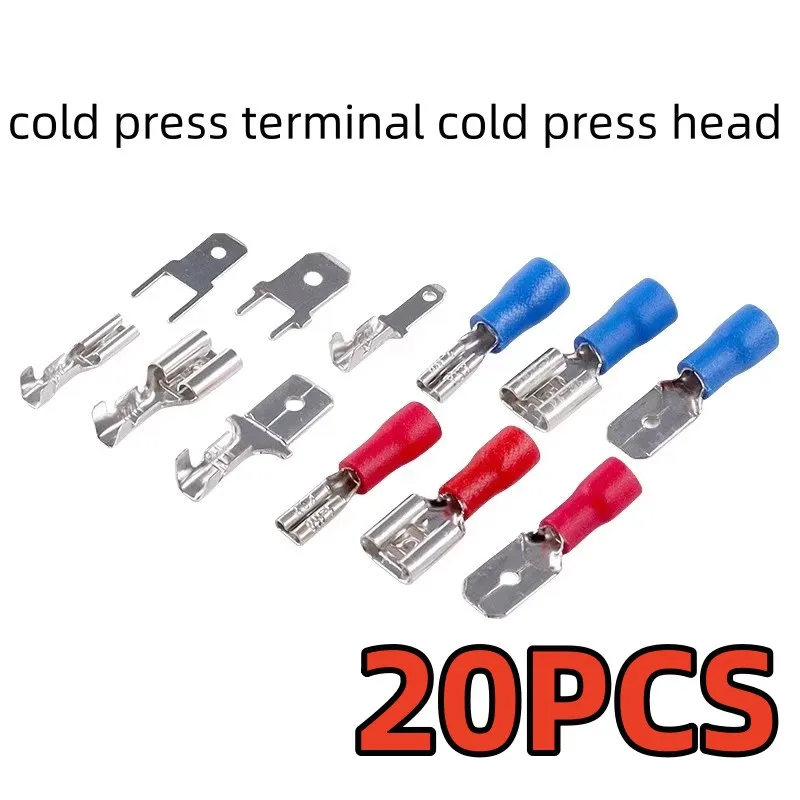20PCS Boat Shaped Switch Plug Spring Terminal Cold Press Head 2.8/4.8/6.3mm Spring Sheath Joint Electrical Terminal for Wiring