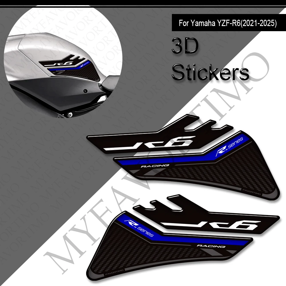 دراجة نارية لياماها YZF-R6 YZFR6 YZF R6 خزان الوسادة غطاء القبضات الغاز زيت الوقود عدة الركبة هدية الحاجز يغطي حماية ملصق #5