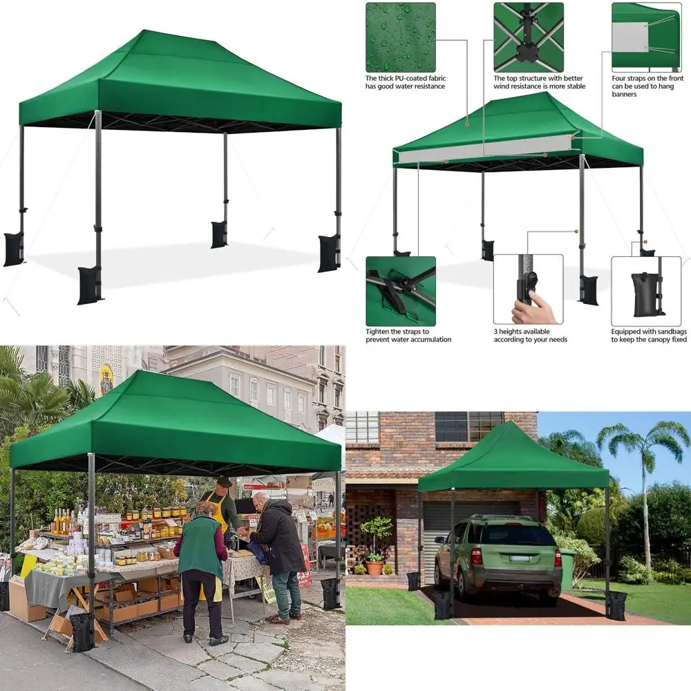 

Сверхмощная палатка с навесом быстрого приготовления на открытом воздухе размером 10x15 с сумкой на колесиках, регулируемым укрытием коммерческого класса, в комплекте 4 стороны, подходит для