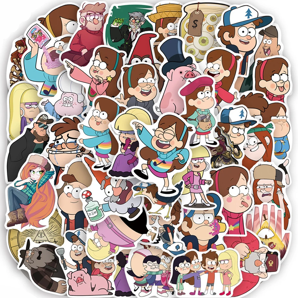 10/30/50PCS Cute Disney Gravity Falls Stickers Anime Decals DIY Skateboard Car Waterproof Anime Mabel Pines Dipper Pines Sticker