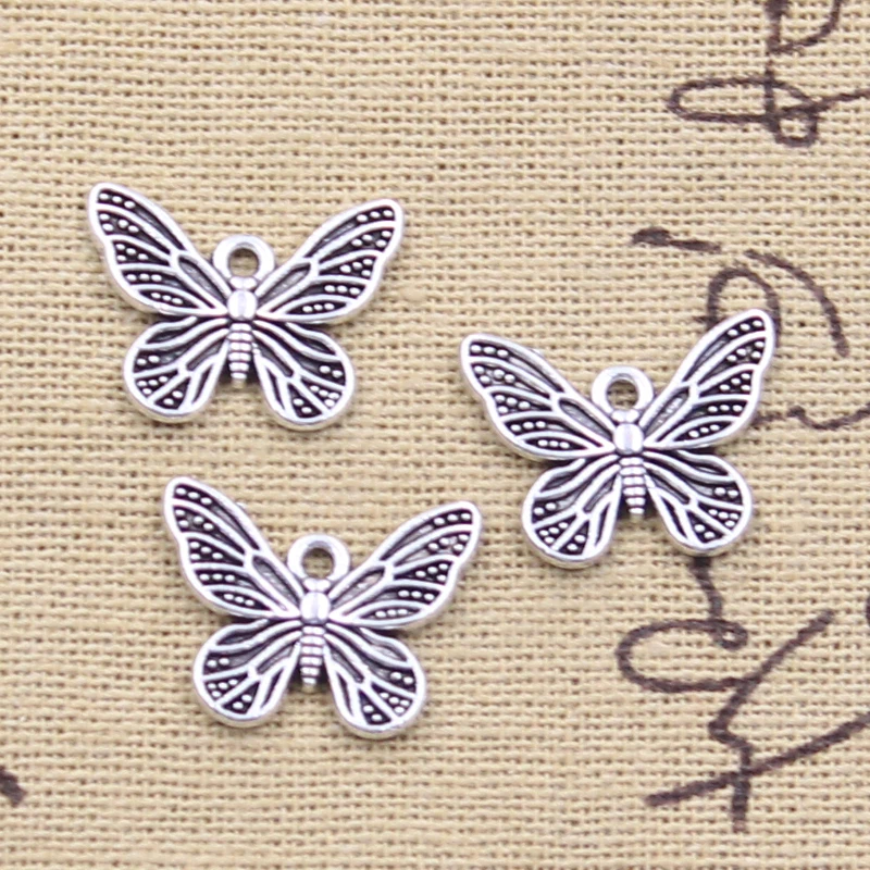 20 sztuk Charms piękny motyl 14x18mm antyczny brąz srebrny kolor wisiorki dokonywanie DIY Handmade tybetański znalezienie biżuterii