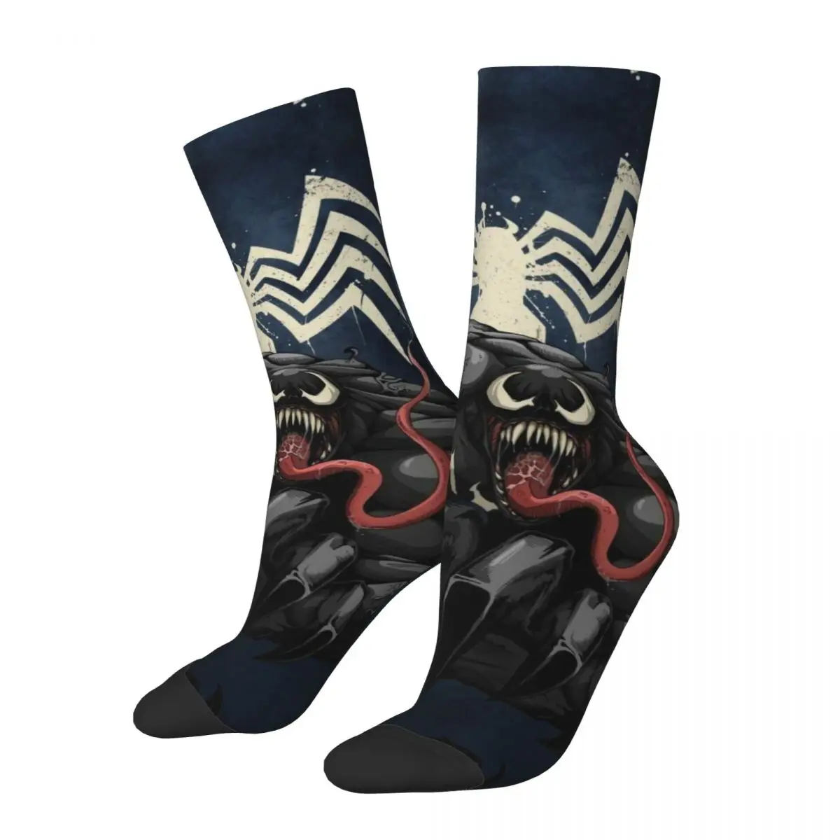 

Happy Funny Men's compression Socks Finger Vintage Harajuku Marvel Venom Hip Hop Novelty Casual Crew Crazy Sock Gift Printed