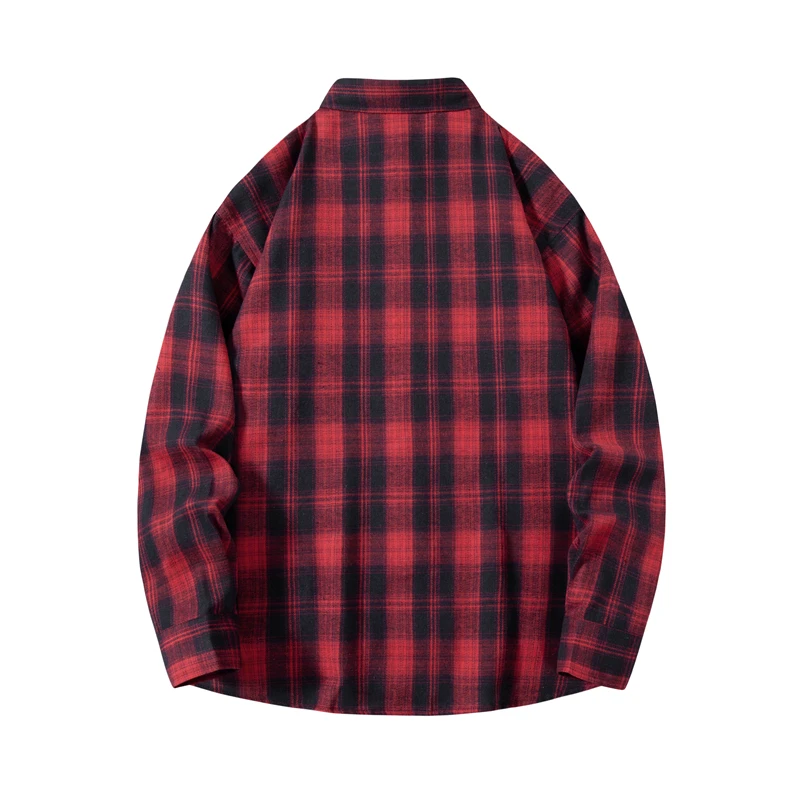 Red and Black Plaid Shirt Men Shirts New Spring Autumn Fashion Chemise Homme Mens Checkered Shirts Short Sleeve Shirt Men Blouse