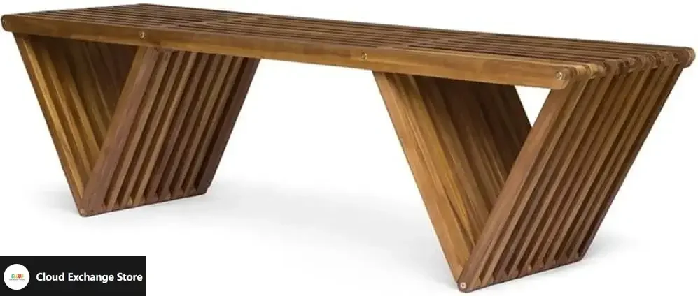 

Outdoor Acacia Wood Bench, Teak Finish