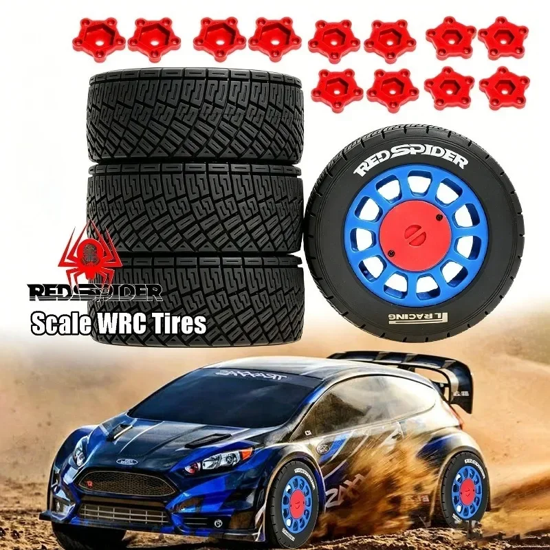 4pcs 100mm RC Rally Tire with 12/14/17mm Wheel Hex 7374T for 1/7 1/8 TRXS WRC ARRMA Redcat Team Losi Kyosho HPI WR8 HSP