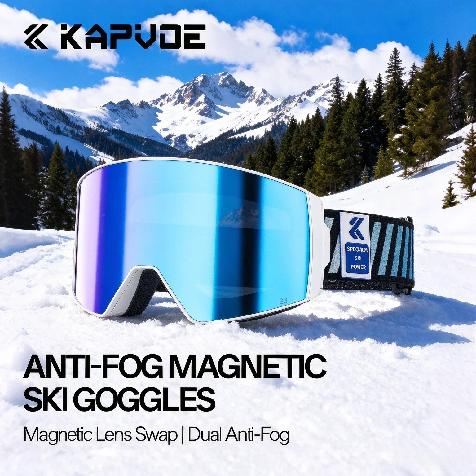 KAPVOE Magnetic Attraction Winter Ski Snowboard Mask Goggle UV400 Protection Snow Women Glasses Anti-Fog Skiing Goggles Adult