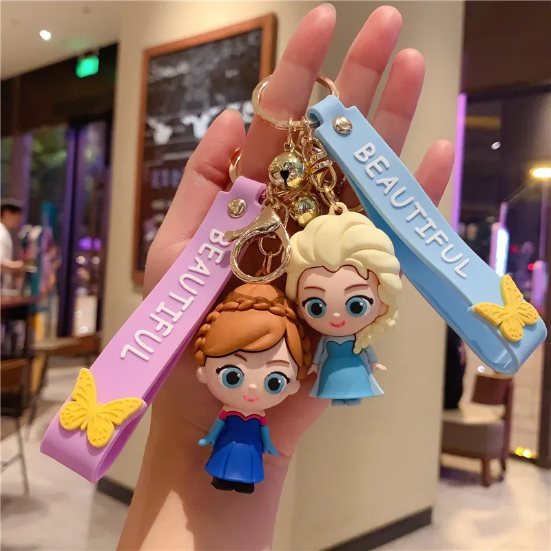 Cartoon Character Princess Aisha Frozen Series Key Chain Cute PVC Key Ring Car Backpack Pendant Doll Jewelry Accessories Gift