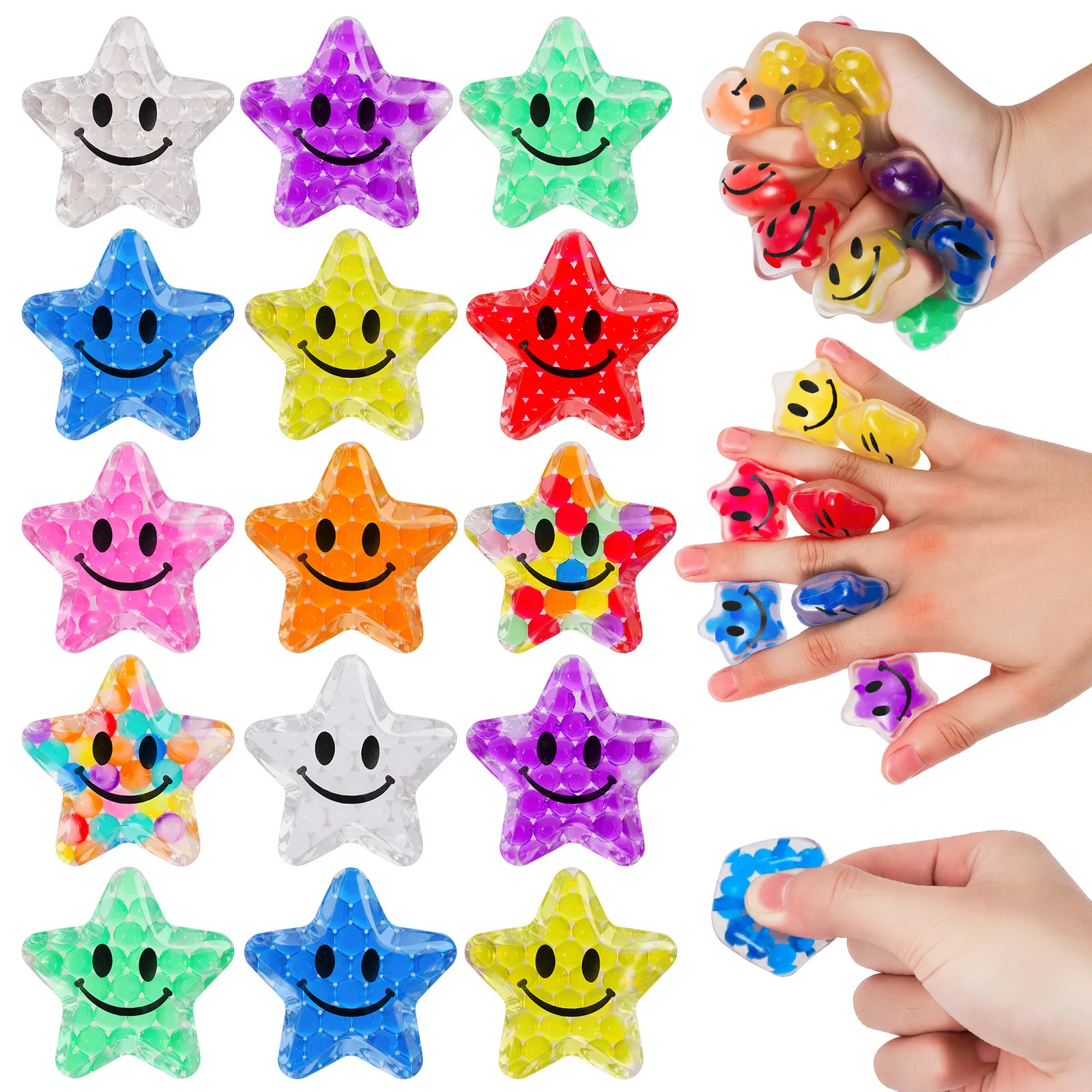 

10/20/30/50pcs Pentagram Water Bead Ball Stress Relief Ball Pinch Music Color Ventilatory Ball Toy Fidget toy SquishyAnti stress