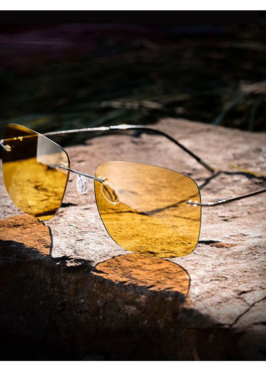 CAPONI Square Herren Sonnenbrille Nachtsicht photo chrome randlose Sonnenbrille hochwertige klassische Design UV400 Brille bsys7467 – Detail 2
