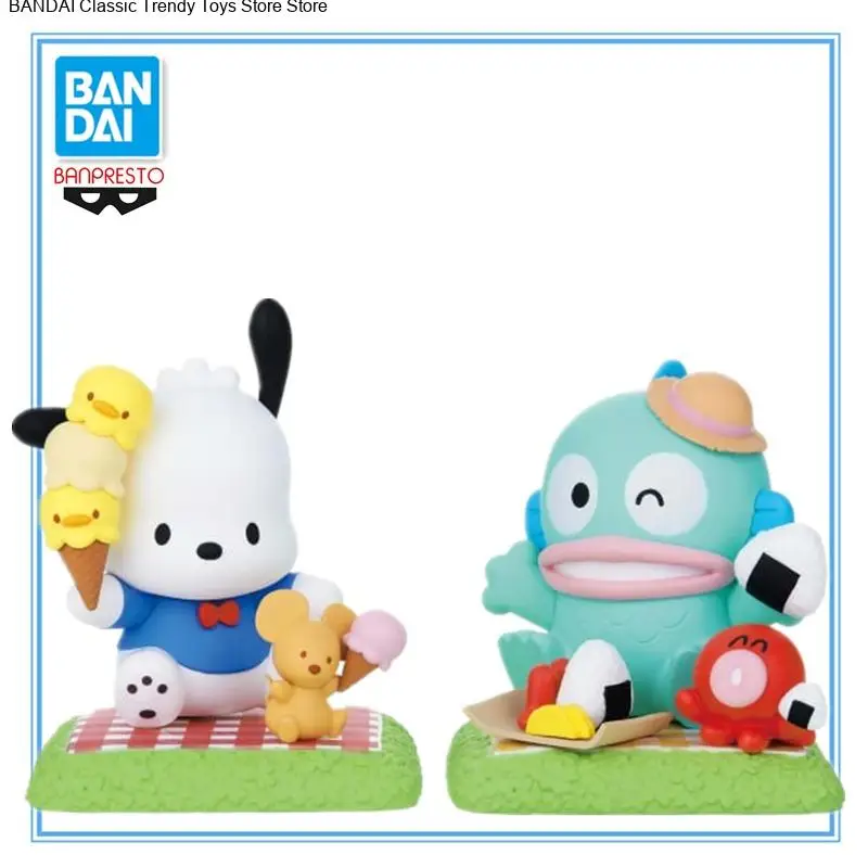 재고 있음 오리지널 반다이 반프레스토 산리오 회사 Pochacco Hangyodon 애니메이션 캐릭터 모델 컬렉션 장난감 축제 선물
