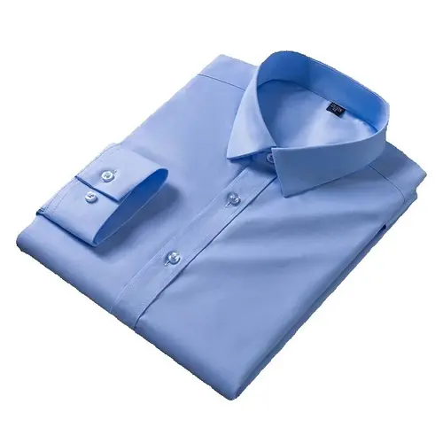 Imagen 2 del producto Camisas de fibra de bambú para hombre, camisa de trabajo informal suave y acogedora con botones, camisa blanca de manga larga, ropa de oficina de negocios