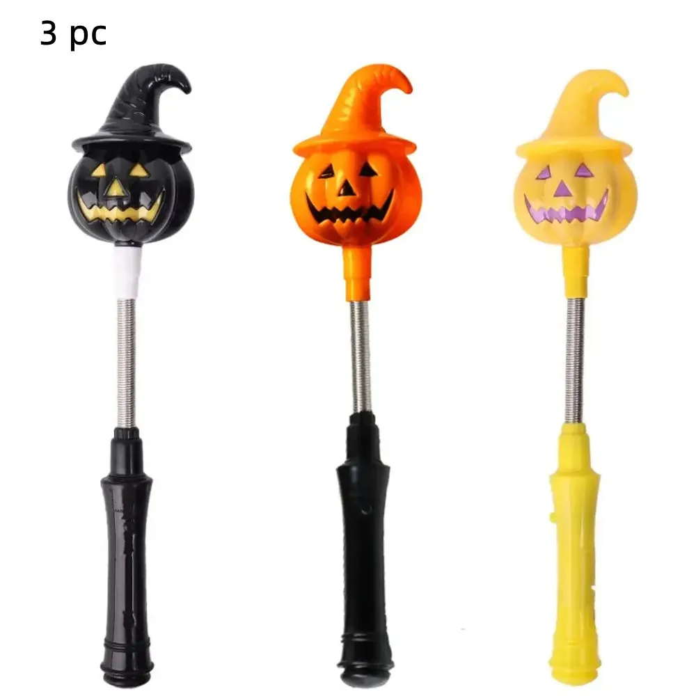 Flashing Sticks Halloween Pumpkin Lantern LED Luminous Spring Glitter Stick Cosplay Cute Pumpkin Ghost Hand Lantern