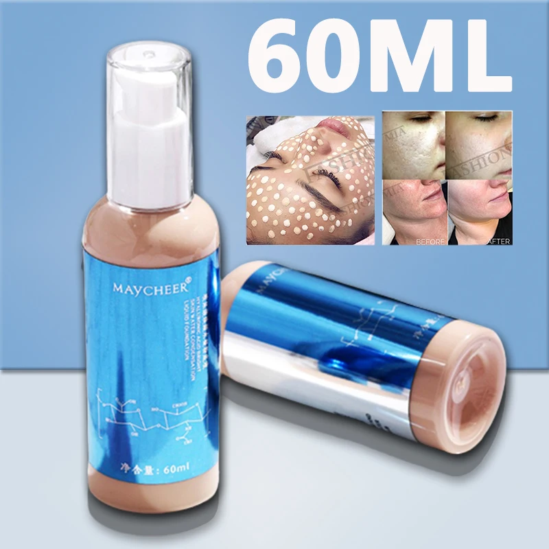 Crema BB brillante de 60ML, base de ácido hialurónico, Control de aceite de larga duración, corrector resistente al agua, maquillaje en polvo blanqueador portátil