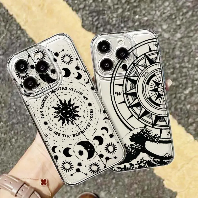 

Artistic Compass Design For Apple iPhone 17 16e 16 15 14 13 12 11 Pro Max Plus Mini TPU Soft Transparent Phone Case