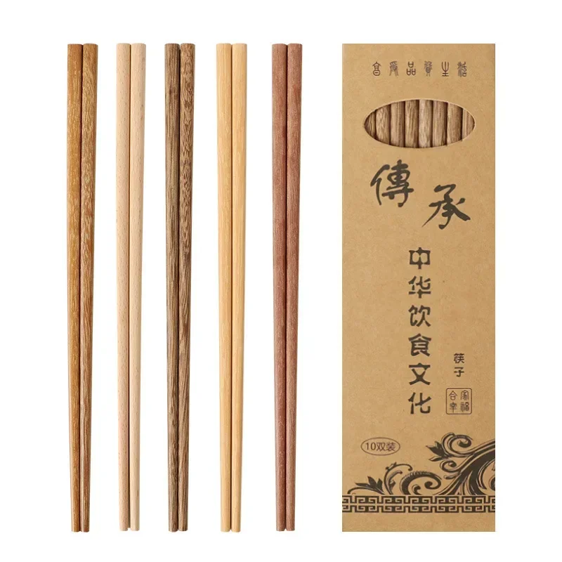 

10 Pairs Chopsticks Reusable Wooden Bamboo Chinese Japanese Chop Stick Food Sticks Wooden Chopsticks