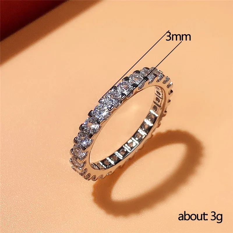 Iced Out Dainty Rings for Women Luxury Round Crystal Fashion Silver Color Wedding Promise Ring Female Jewelry Dropshipping CR043