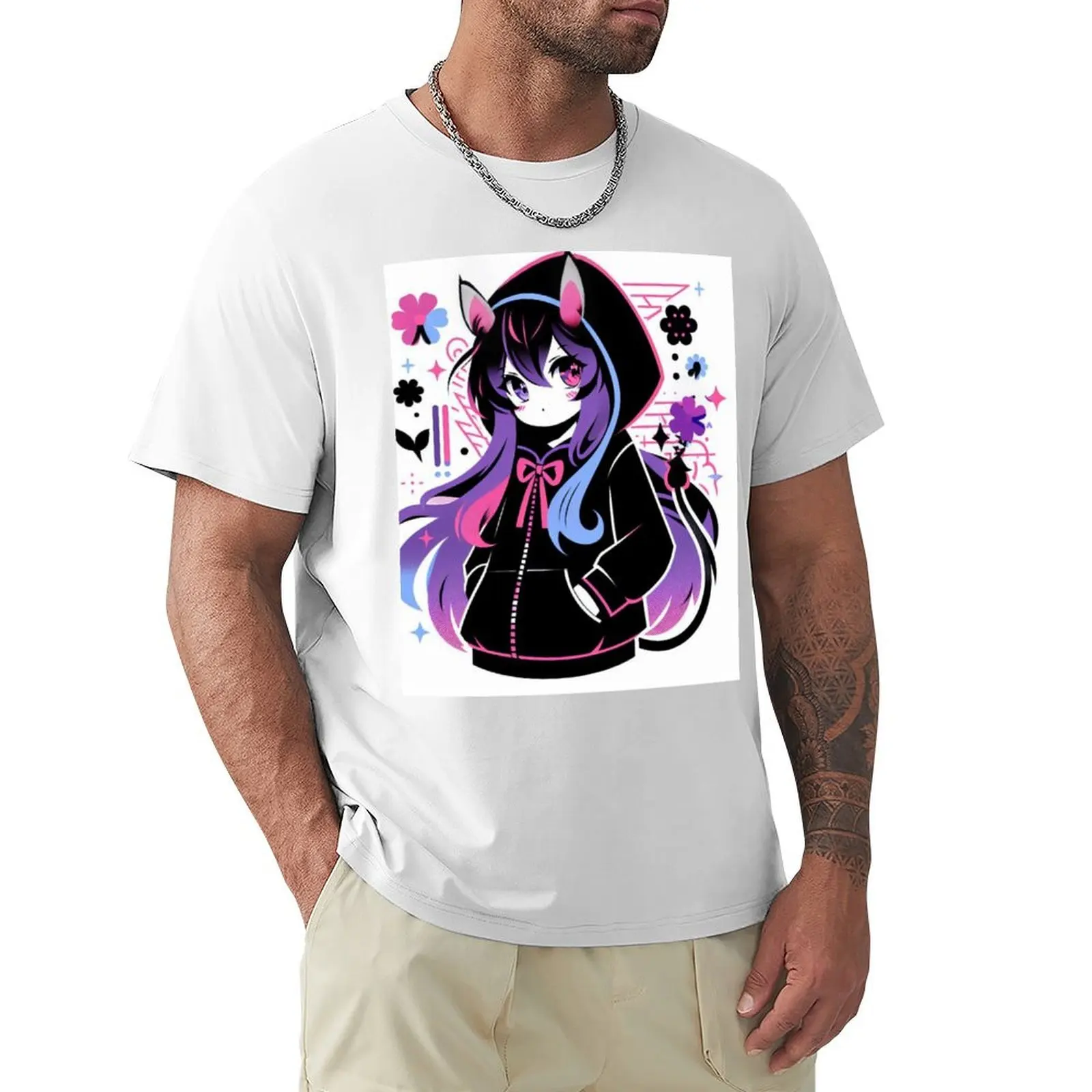 anime cat girl T-Shirt Blouse sweat shirts graphic tees mens t shirt graphic