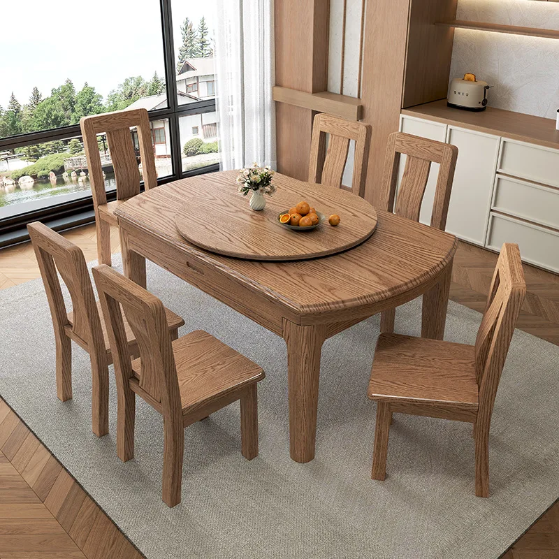 White ash wood solid wood extendable square and square two-round dining tables for small units