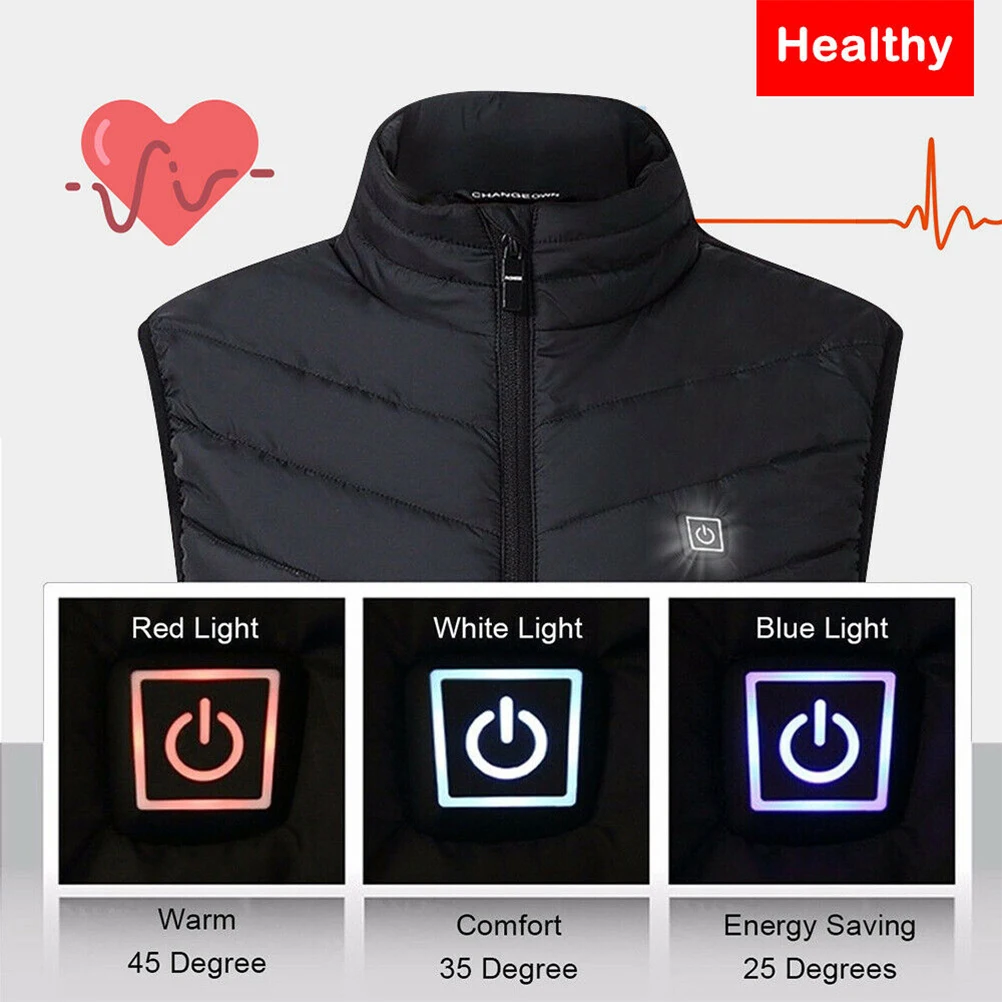 

Heated Cotton Vest for Men Electric USB Warm Vest Machine Washable 5V Safety Voltage 3 Temperature Modes Outdoor Winter