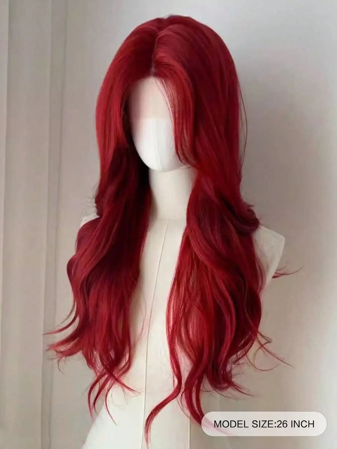 OLACARE Synthetic Red Wigs Long Body Wavy Wig Natural Hairline Daily Red Hair Heat Resistant Fiber Smooth Party Cosplay Wig