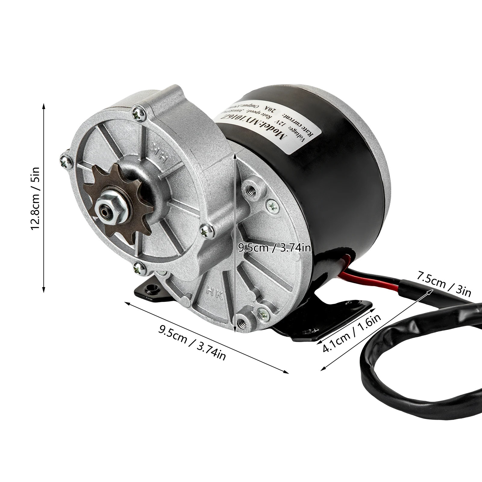 250 W 12 V Getriebe-Untersetzungs-Elektromotor, 2750 U/min elektrischer Fahrrad-Bürstenmotor-Untersetzungsgetriebe, 20 A gebürsteter Gleichstrommotor für motorisierte Fahrräder
