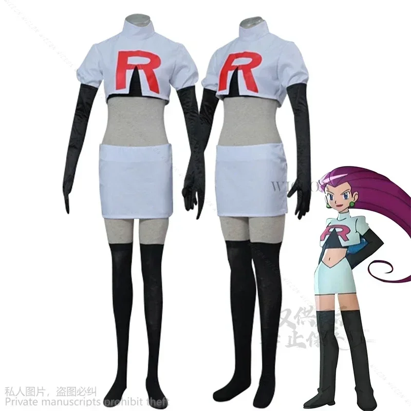 Game Team Rocket Cosplay Jessie Musashi James Kojirou Costume Halloween Anime Accessories Wig Full Set Roleplay Cos Sportwear view 3