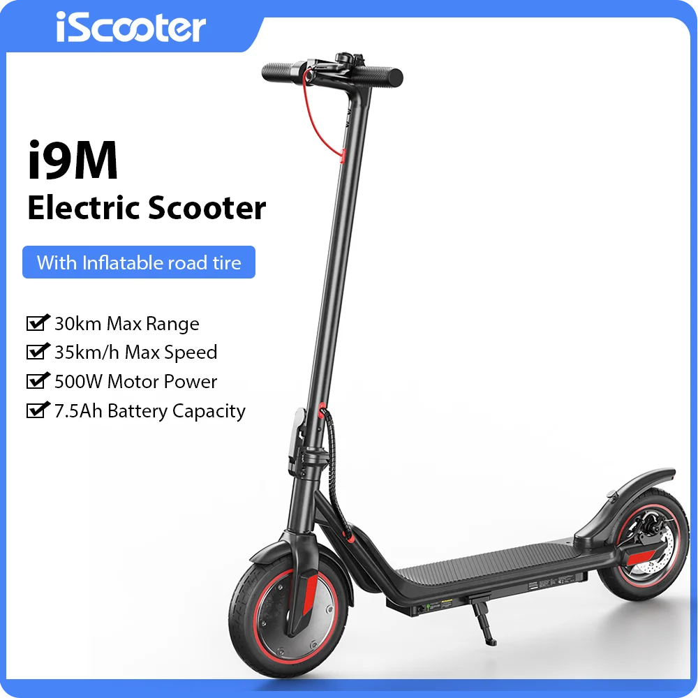 iScooter i9M Electric Scooter 500W 7.5Ah Powerful Electric Kick Scooter 30km Max Range 35km/h Speed Electric eScooter With APP