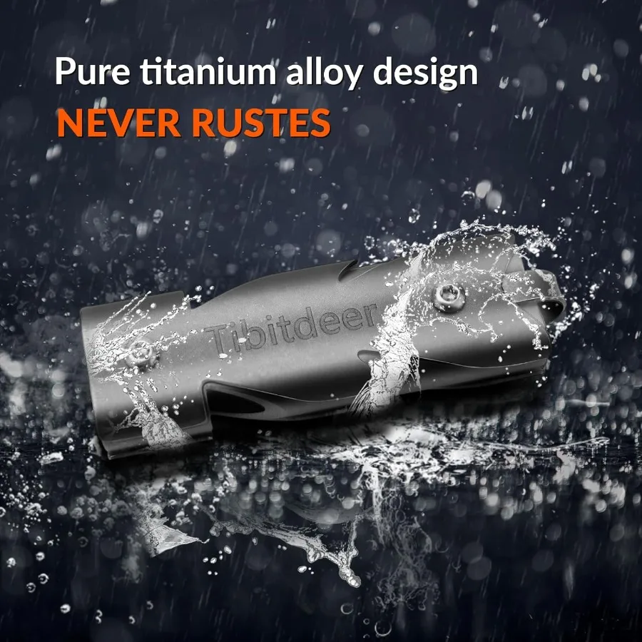 チタン製緊急ホイッスル 120db 安全ホイッスル キーチェーンリング付き アウトドア キャンプ ハイキング ボート バックパッキング 釣り カヤック用