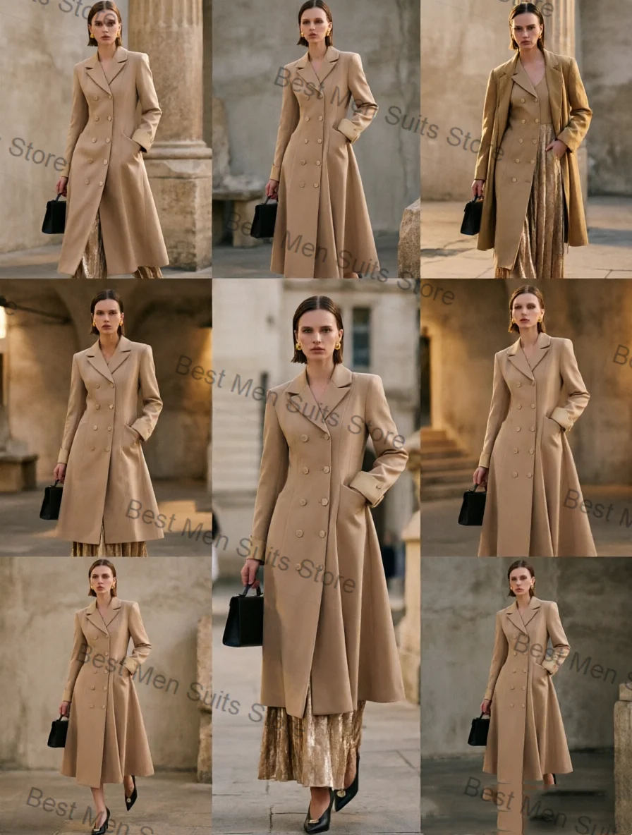 Winter Long Women Suit Skirt 1 Pcs Blazer Prom Dress Cashmere Wool Formal Office Jacket Customized Wedding Tuxedo Overcoat