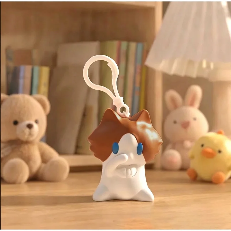 Pull String Hand Waving Cat Keychain Interactive Fidget Toy Cute Bag Charm Stress Relief Pendant Gift for Cat Lovers