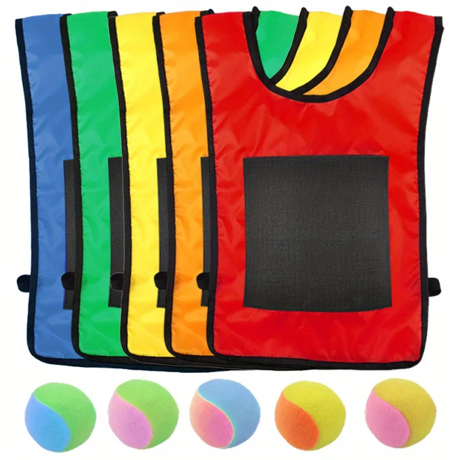 6pcs/set 1pc Sticky Waistcoat With 5pcs Sticky Ball Sticky Target Vest multi-color Outdoor Sport Throw Originality Party JXB