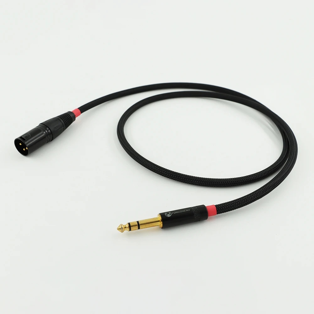Carare 프리미엄 밸런스드 인터커넥트: 헤비 게이지 트리플 코어 6.35mm TRS - XLR 케이블(블랙 & 골드) ​