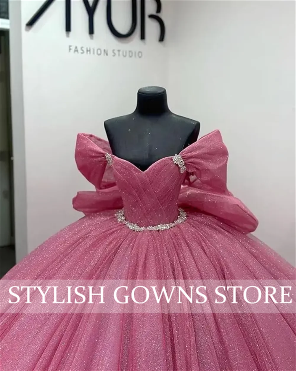 Puffy quinceanera vestido de baile com arco contas cristais miçangas pageant doce 15 festa em camadas plissado personalizado