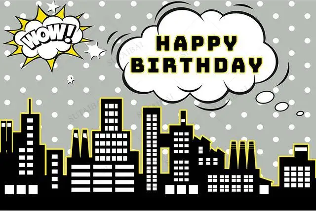 Super Hero City Building Super Hero Theme ฉากหลัง Baby Shower Birthday Party การถ่ายภาพพื้นหลังสำหรับ Photo Studio Photophone