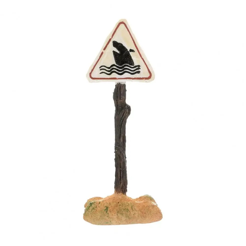 Cartoon Ornament Artificial Shark Warning Sign Aquarium Decoration Ornament Cartoon Resin Shark Warning Sign Artificial for Fish