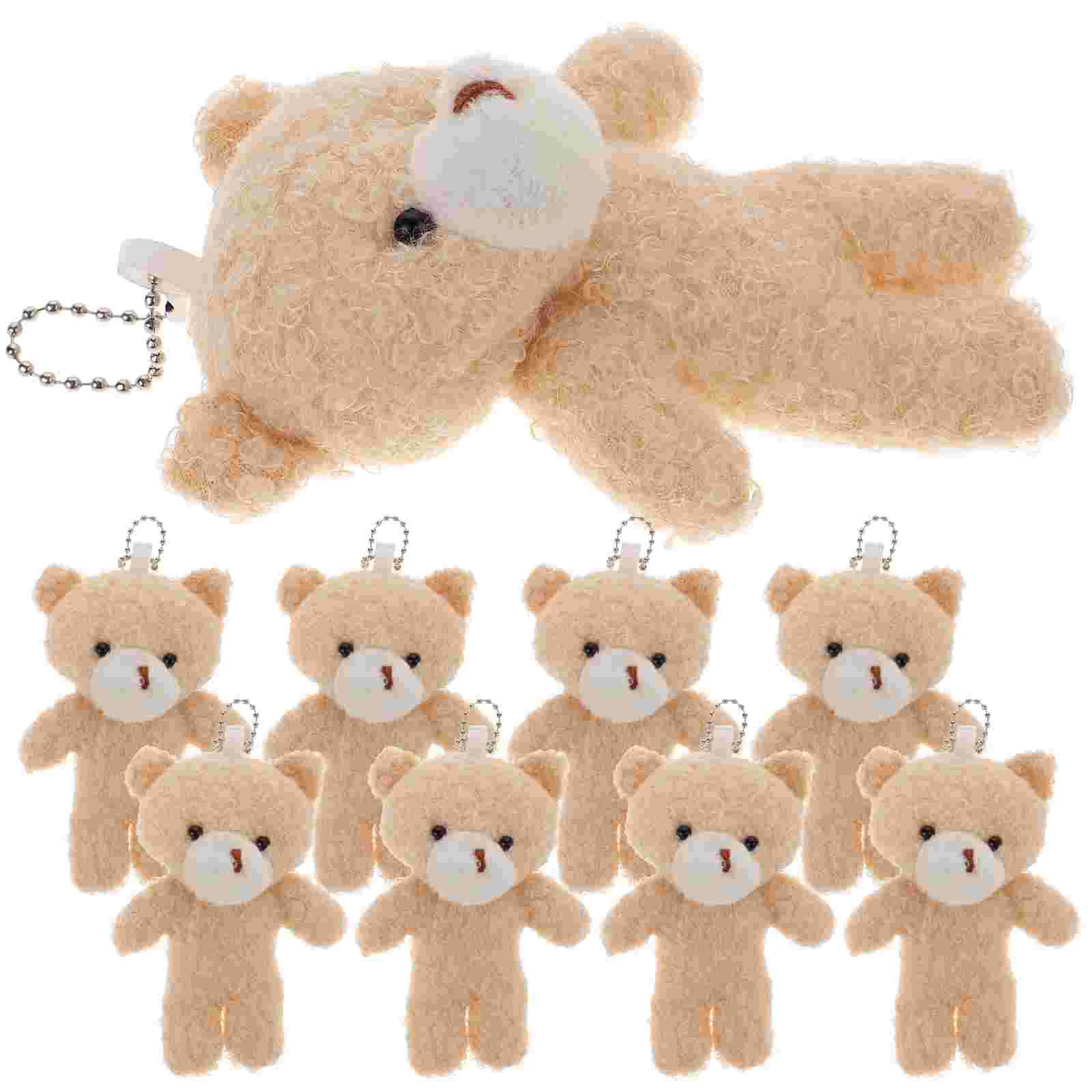 10 Pcs Bear Pendant Cartoon Plaything Mini Backpack Keychain Tiny Bears Toys Stuffed Bags