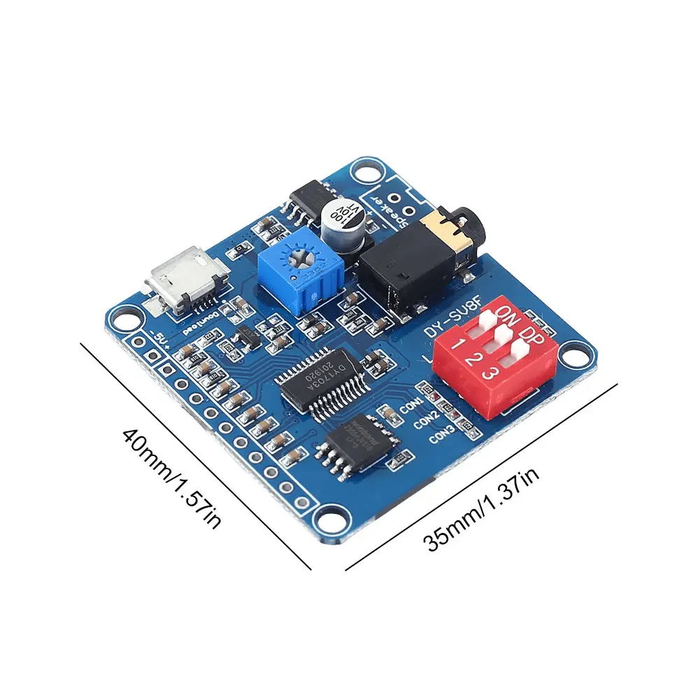Placa amplificadora classe DY-SV8F UART I/O Trigger Playback 64Mbits Placa de armazenamento flash 5W 8M para cartão SD/TF