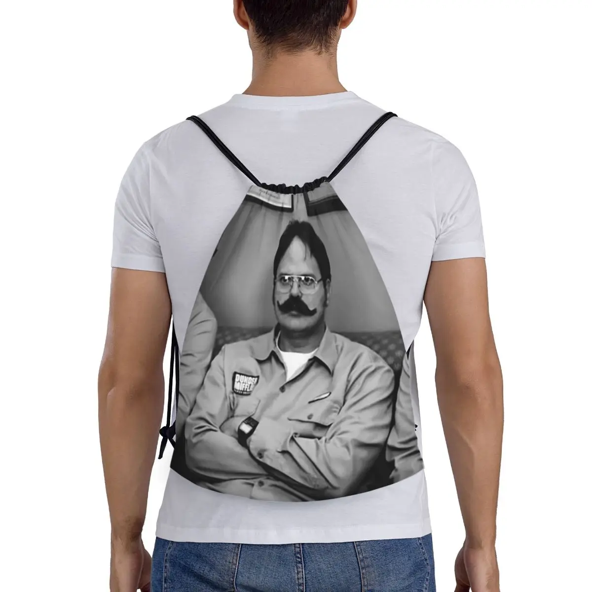 

Jim, Dwight And Michael At Utica The Office Dunder Mifflin Paper Company Backpacks Drawstring Bundle Pocket Sports Bag Book Bags
