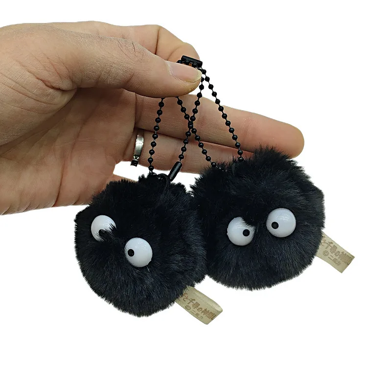 

1pcs Cartoon Anime Small Coal Elf Ball Plush Toy Cute Small Briquette Keyrings Plush Doll Bag Accessories for Comic Fans