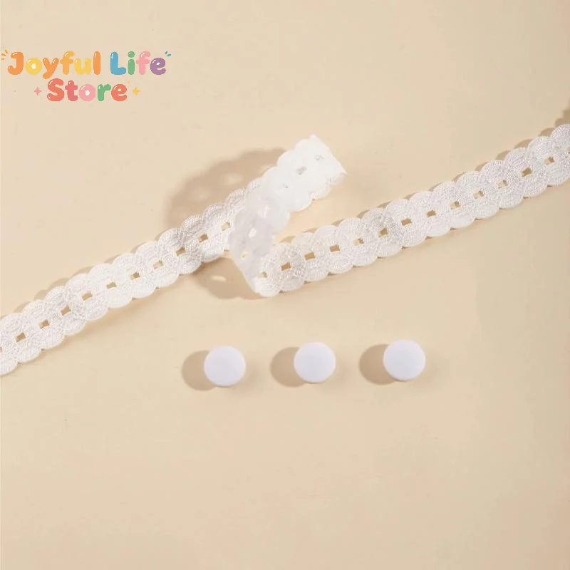 4PCS 1 Strap 3 Buttons Lace Hem Waistband Length Adjuster For T Shirts Dresses Blouses Shorten Clothes Fashion Garment Accessory