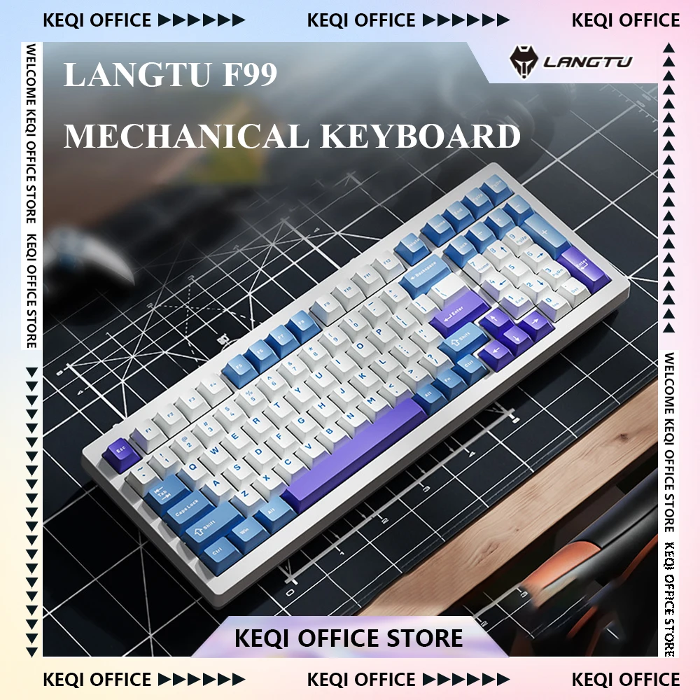 Langtu-Teclado mecánico F99, Bluetooth, 3 modos, enchufe caliente, Rgb, 8000mah, batería de larga duración, junta, estructura profesional, teclado para juegos, regalos