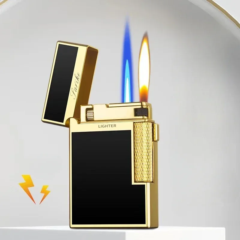 Creative Plasma Arc Metal Lighter Luxury Double Flame Butane Lighter Jet Flame Windproof Cigarette Ignitor Smoking Accessories