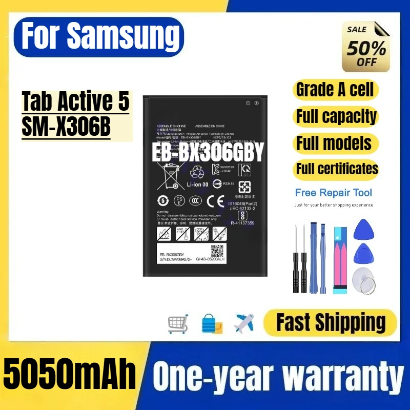 EB-BX306GBY for Samsung Tab Active 5/SM-X306B Tablet Battery High Quality High Capacity Battery Replacement Bateria  with Tools