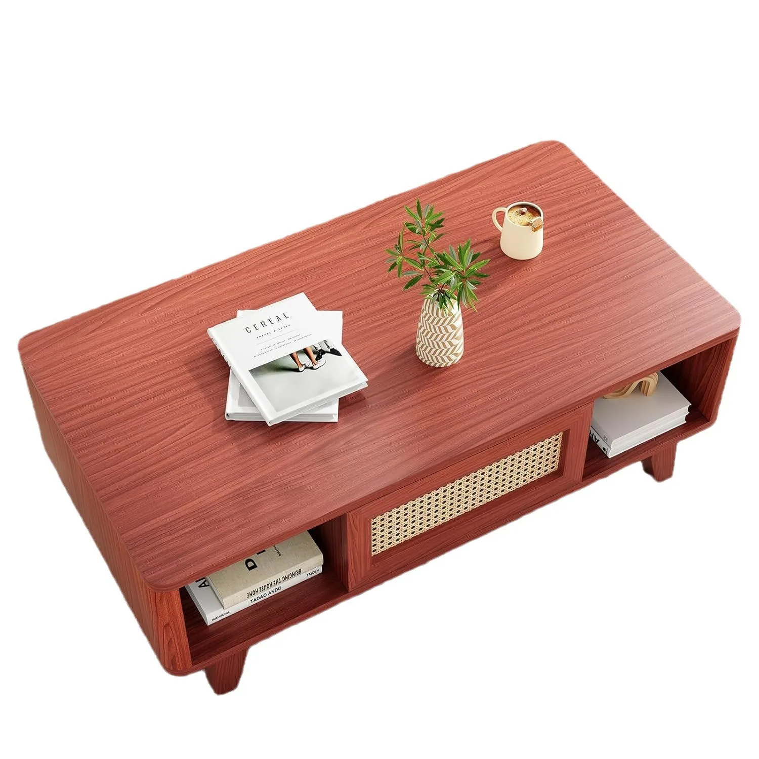 Living Room Table Modern Square Coffee Table Rattan Drawer Medieval Coffee Table with Living Room Locker