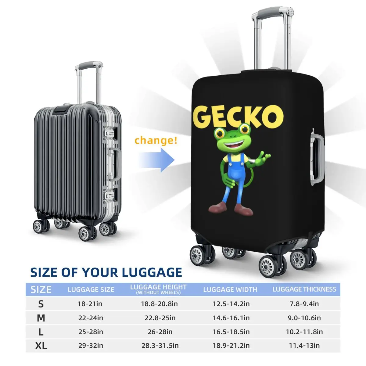 غطاء حقيبة Garage Geckos الجديد Gecko حماية مرنة لرحلة الأمتعة أغطية حماية لمدة 18-32 بوصة