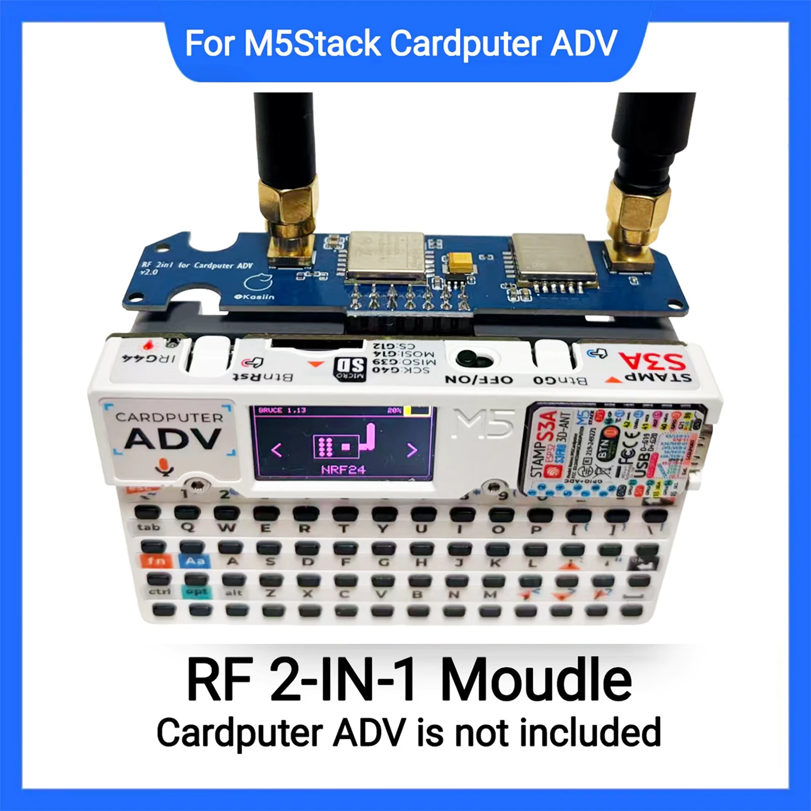 For M5stack Cardputer ADV 2 In 1 RF Module NRF24& CC1101 Dual-Bands Board Enhanced Antenna Stability Tool