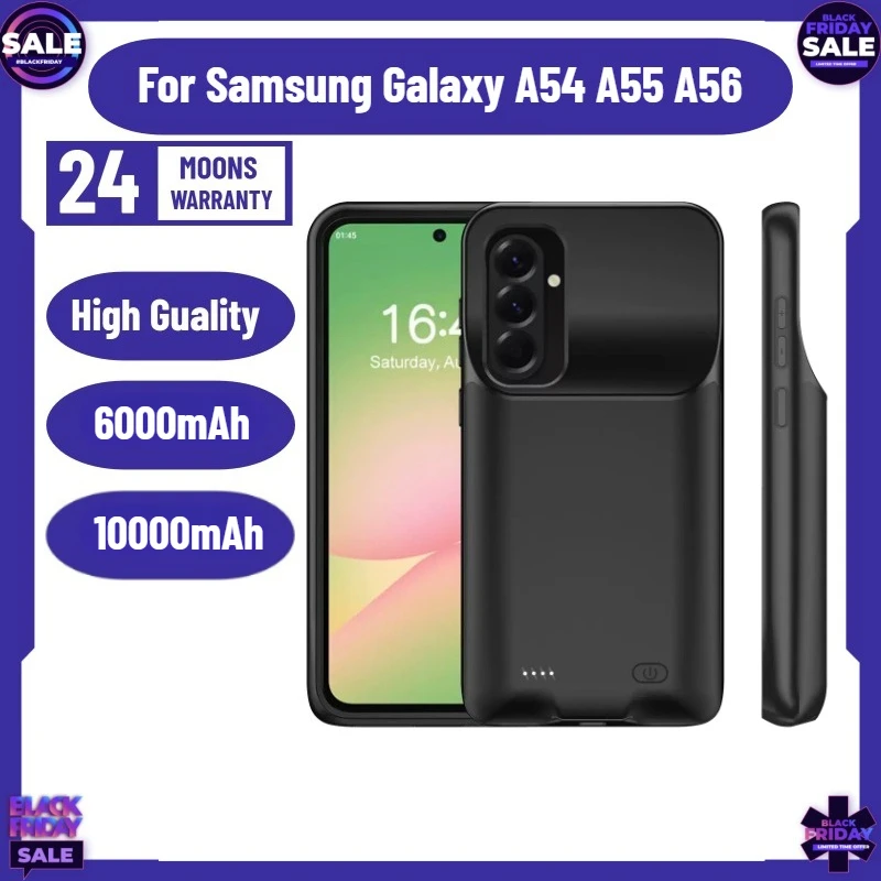 

6000mAh/10000mAh Battery Charger Case for Samsung Galaxy A54 A55 A56 Power Bank Battery Pack External Charging Cover