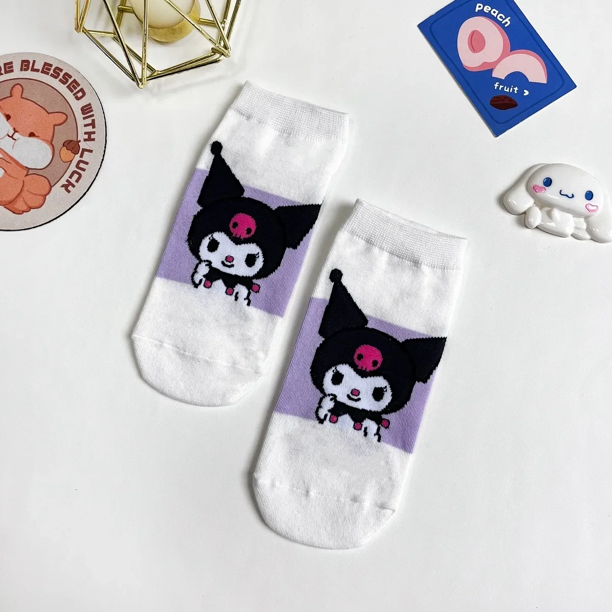 Kawaii Sanrio Cinnamoroll My Melody Anime Cotton Socks Cute Hello Kitty Kuromi Cartoon Ins Boat Stocking Gifts for Girls Boys